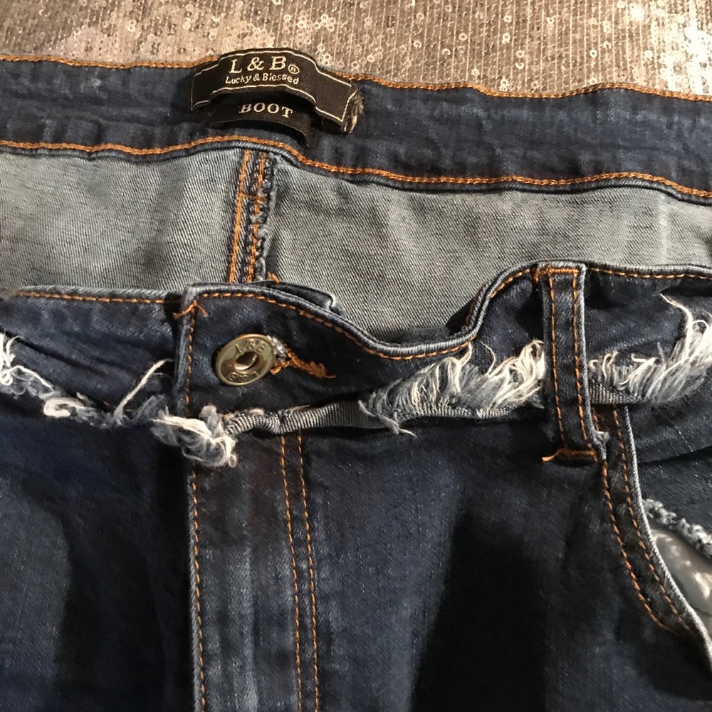 L & B lucky and blessed Size 22 distressed jeans